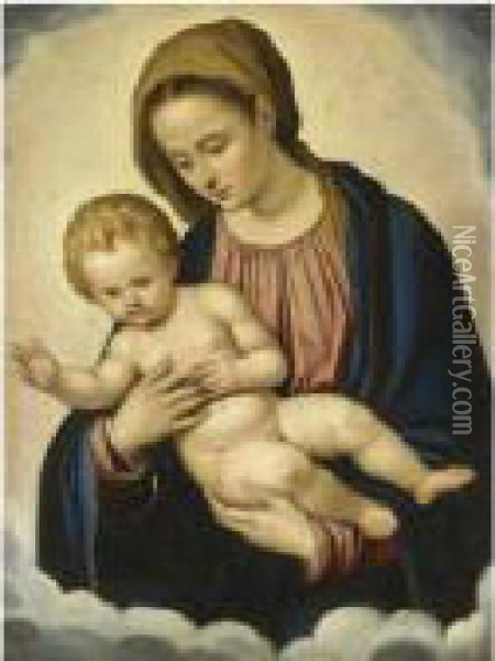 Madonna And Child Oil Painting - Simone Peterzano