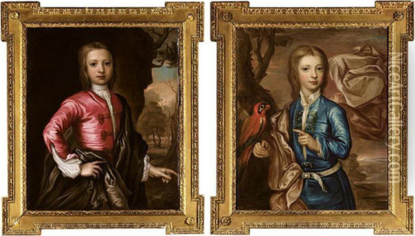 Portraits Of Lampen Harris (d.1766); And His Brother John Harris (1778) Of Radford, Devon Oil Painting - Edward Byng
