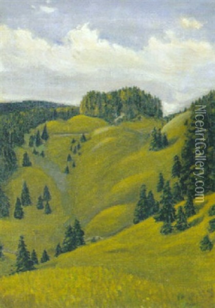 Sommerlandschaft Oil Painting - Jacques Elie Abraham Hermanjat