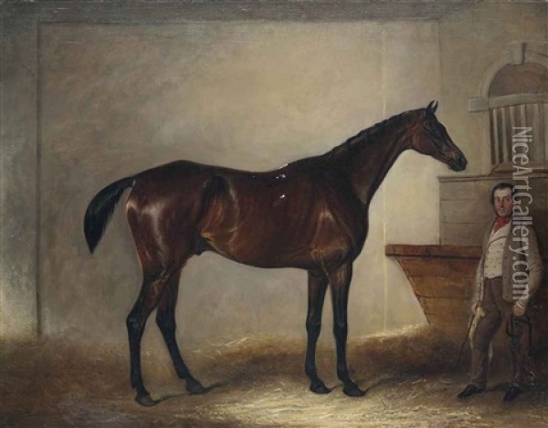 Zohrab, With Groom Tom Sly Oil Painting - John E. Ferneley