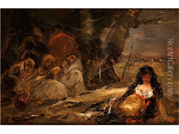 Szene Aus Den Spanischen Kriegen Der Napoleonzeit Mit Maja Im Vordergrund Oil Painting - Eugenio Lucas Velazquez
