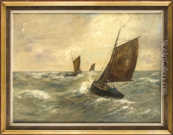 Drei Segler Auf See Oil Painting - Alexander Essfeld