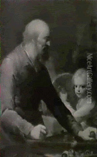 San Giuseppe E Gesu Bambino Oil Painting - Antonio Gonzalez Velazquez