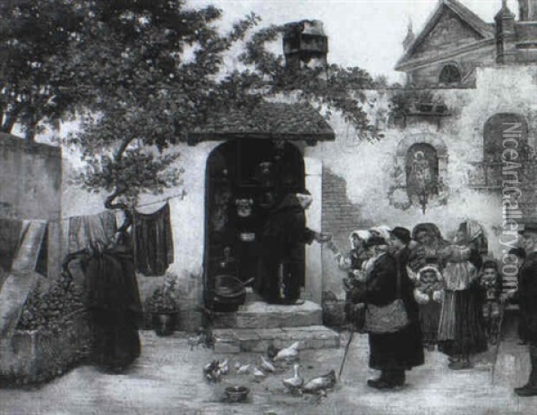 Monks Feeding The Poor Oil Painting - Jose Juliana Albert
