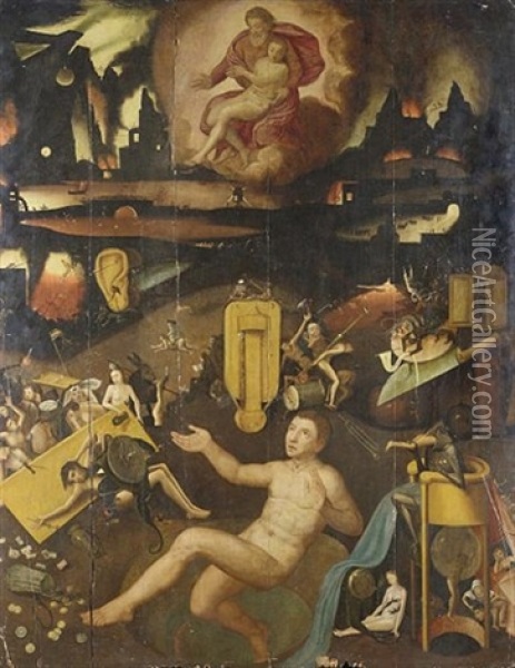 A Vision Of Hell (the Vision Of Tundale?) Oil Painting - Jan Mandijn