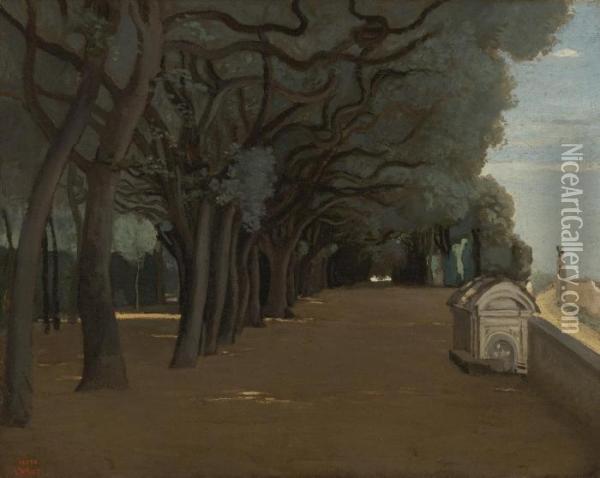 Rome - Terrasse De La Villa Pamphili Oil Painting - Jean-Baptiste-Camille Corot