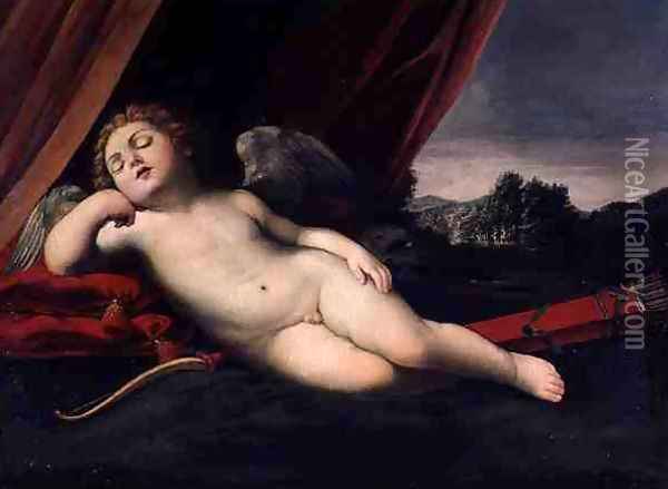 Sleeping Cupid Oil Painting - Guido Reni
