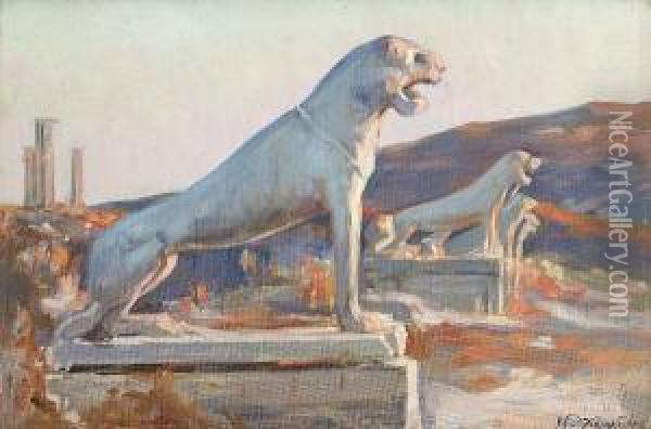 The Lions Of Delos Oil Painting - Nikolaos Ximonas
