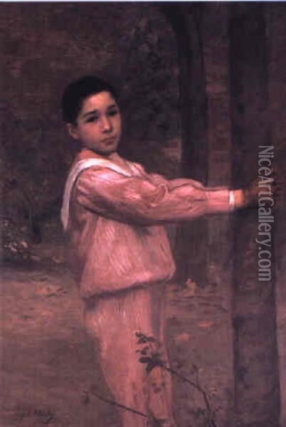 Portrait Of A Boy In A Pink Sailor Suit Oil Painting - Jacques-Emile Blanche