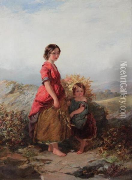 Children On The Moors Oil Painting - James Curnock