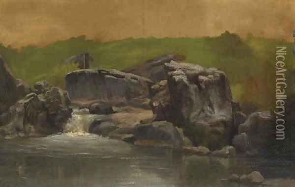 Rocks and Stream, Westphalia, Germany Oil Painting - Albert Bierstadt
