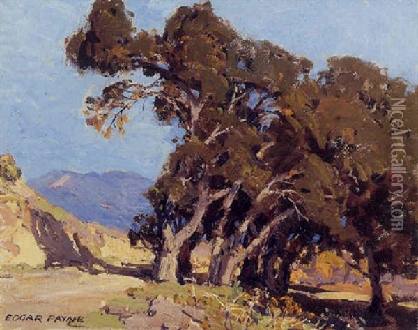 A Group Of Trees On A California Hillside Oil Painting - William Payne