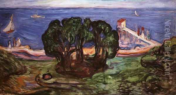 Trees on the Shore Oil Painting - Edvard Munch