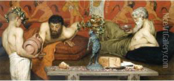 Greek Wine Oil Painting - Sir Lawrence Alma-Tadema