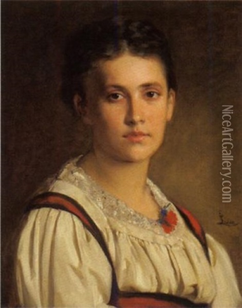 Portrait Einer Jungen Frau In Tracht Oil Painting - Carl Lafite