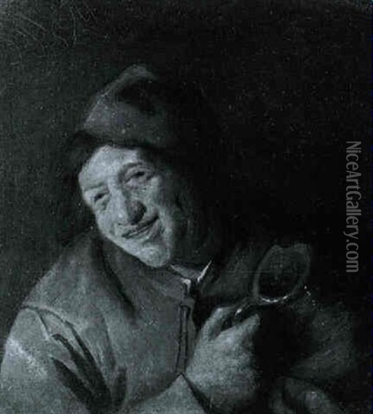 Lachender Bauer Mit Einem Krug Oil Painting - Adriaen Jansz van Ostade