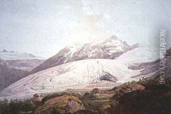 Rhone Glacier Oil Painting - William Pars