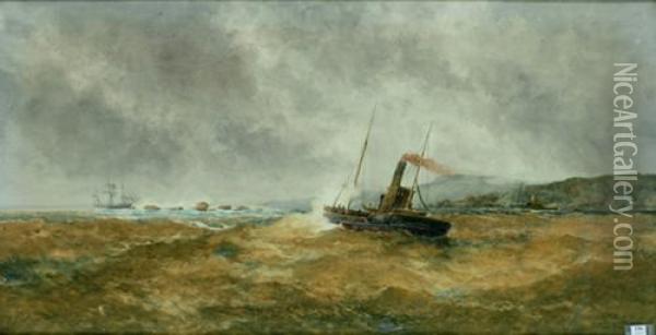 Salvage Tugs Oil Painting - Henri Tebbitt