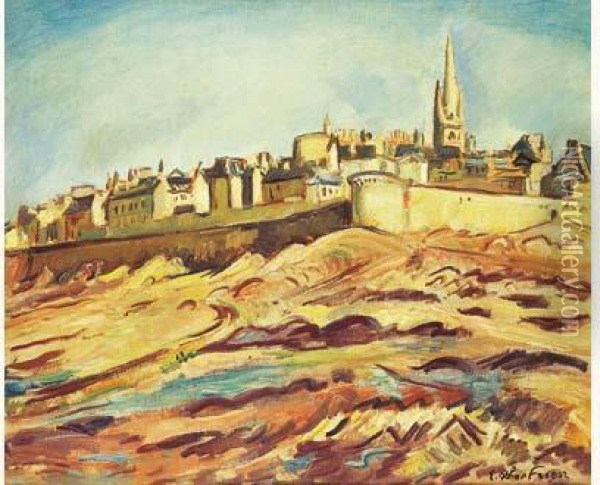 Vue De Saint Malo, Circa 1934. Oil Painting - Emile-Othon Friesz
