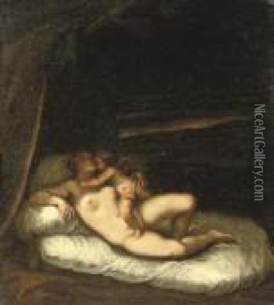 Venus And Cupid Oil Painting - Acopo D'Antonio Negretti (see Palma Giovane)