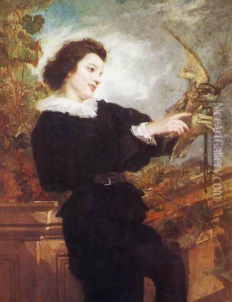 The Falconer Oil Painting - Thomas Couture