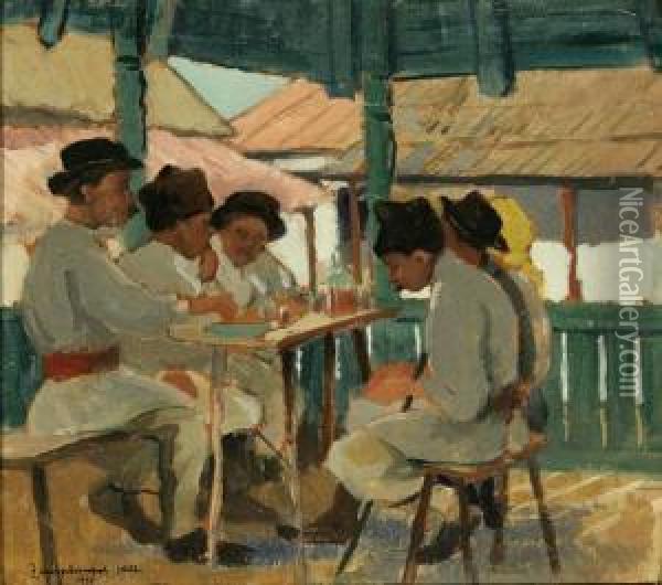 Mealtime Oil Painting - Gheorghe Zamphiropol Dall
