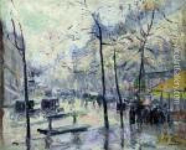 Paris In The Rain Oil Painting - Elie Anatole Pavil