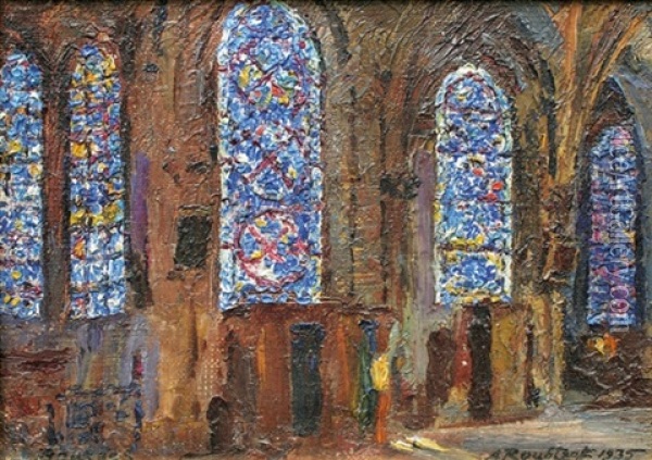 Les Vitraux De La Cathedrale De Bourges Oil Painting - Alexandre Roubtzoff