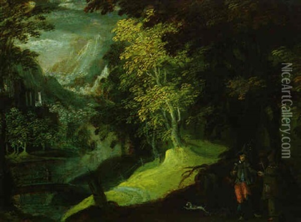 Waldlandschaft Mit Einem Einsiedler Oil Painting - Paul Bril