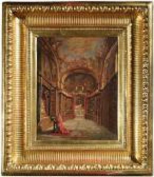 Kapelleninterieur Mit Einem Betenden Kardinal Oil Painting - Frans Vervloet