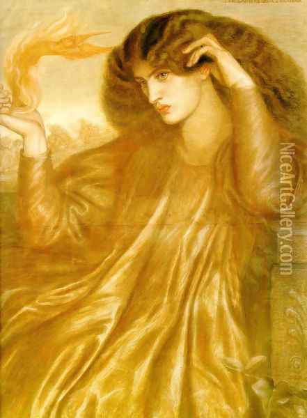 La Donna della Fiamma (The Lady of the Flame) Oil Painting - Dante Gabriel Rossetti