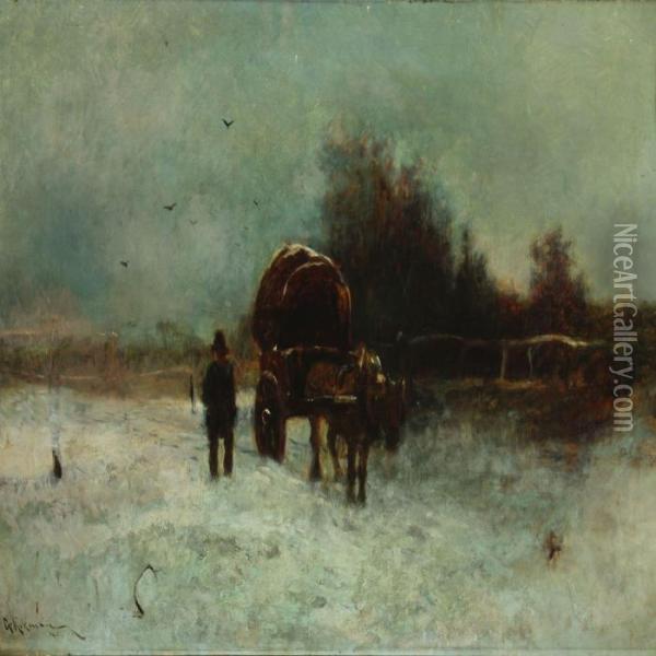 Winterlandscape With Carriage Oil Painting - William Aikman
