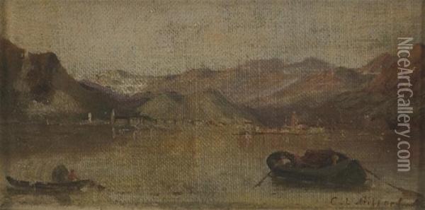 Lake Scene, Possiblelake Como Oil Painting - Charles Henry Gifford