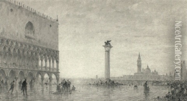 View Of The Piazzetta Di San Marco Oil Painting - Charles Clement Calderon