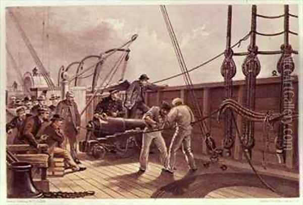 Splicing the Trans Atlantic telegraph cable Oil Painting - Robert Dudley
