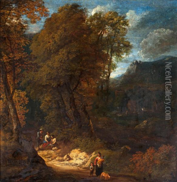 Landscape With Figures Oil Painting - Cornelis Huysmans