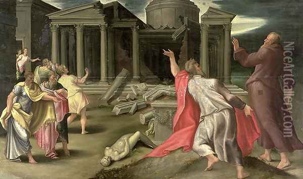 Scene from the life of St. John the Evangelist Oil Painting - Girolamo Mazzola Bedoli