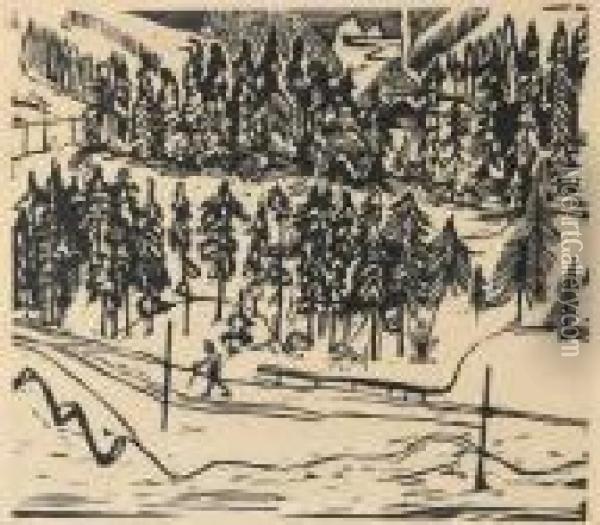 Sertigweg Im Winter Oil Painting - Ernst Ludwig Kirchner