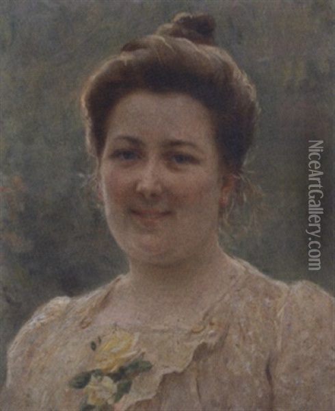 Portrait Presume De Madame Riviere Oil Painting - Theophile-Louis Deyrolle