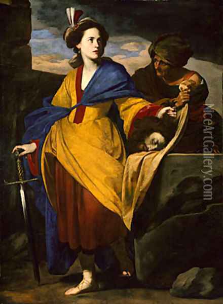Judith with the Head of Holofernes ca 1630 Oil Painting - Massimo Stanzione