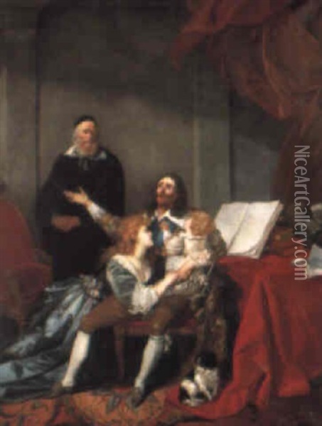 King Charles I Taking Leave Of His Family Before His Execution Oil Painting - Alexandre-Evariste Fragonard