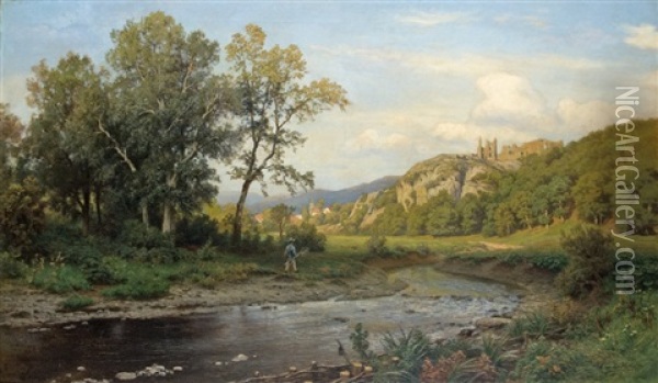 At The River Oil Painting - Carl Von Der Hellen