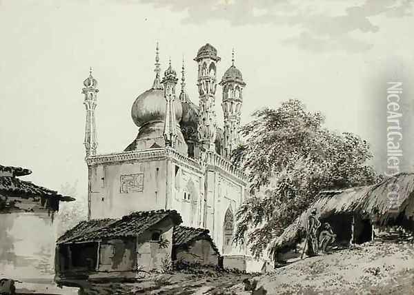 A Mosque at Gazipoor Oil Painting - William Hodges