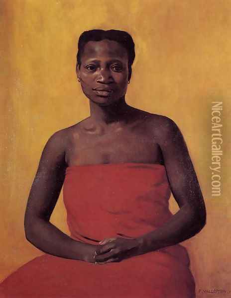 Seated Black Woman, Front View Oil Painting - Felix Edouard Vallotton