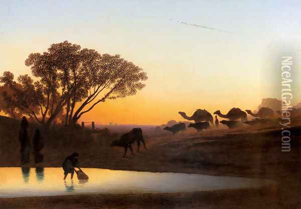 Sunset On The Nile Oil Painting - Charles Theodore Frere