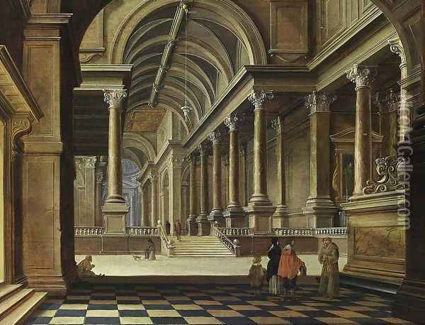 Interior Of An Imaginary Church 1639 Oil Painting - Bartholomeus Van Bassen