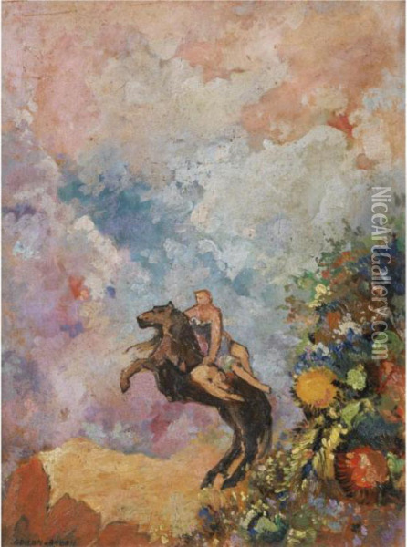 Pegase Et La Muse Oil Painting - Odilon Redon