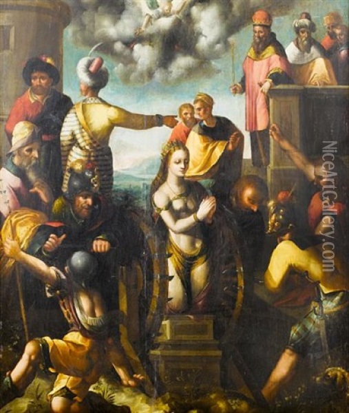 The Martyrdom Of Saint Catherine Of Alexandria Oil Painting - Pedro Machuca