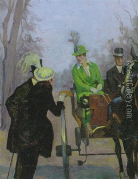 Spazierfahrt Mit Der Pferdekutsche Oil Painting - Paul Rieth