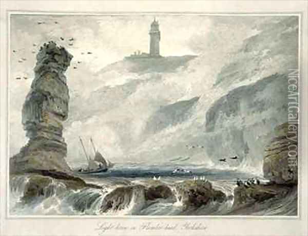 Lighthouse on Flamborough Head Oil Painting - William Daniell RA